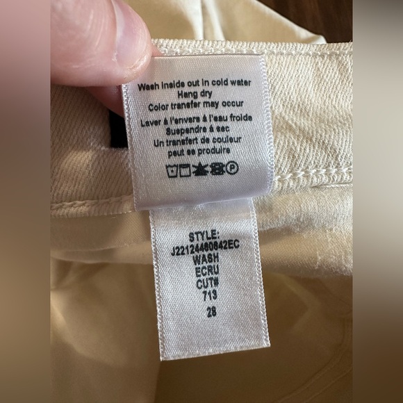 Veronica Beard Ecru Ryleigh High Rise Slim Straight Jeans Raw Hem Size 28 - Picture 4 of 9